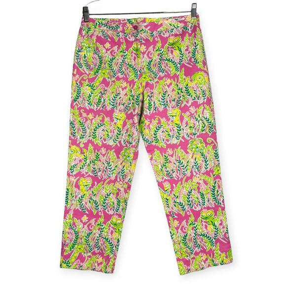 Lilly Pulitzer Millionaire's Row Jungle Cats Crop Floral Pants SIZE 6 WAIST 31 - Picture 1 of 9